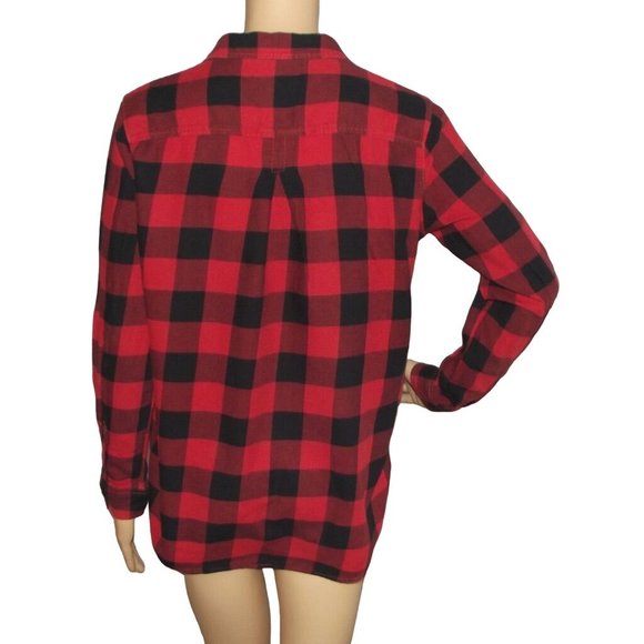 H&M Shirt Womens Size 6 Red & Black Plaid Buffalo Check Long Sleeve Button Down - Picture 7 of 9